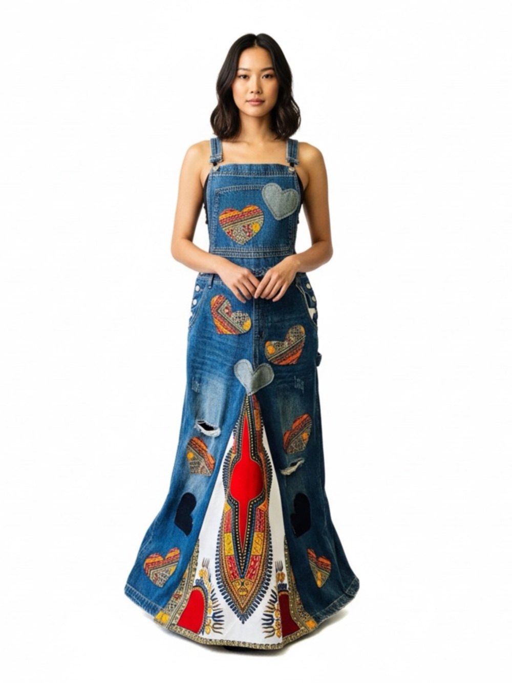 Handmade Denim Overalls Dress Up-Cycled